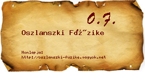 Oszlanszki Füzike névjegykártya
